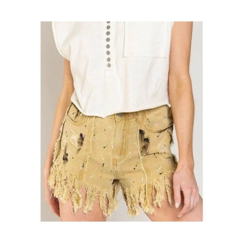 POL Shorts pol denim pol jean shorts pol fringe pol jeans womens medium 6 7 8
